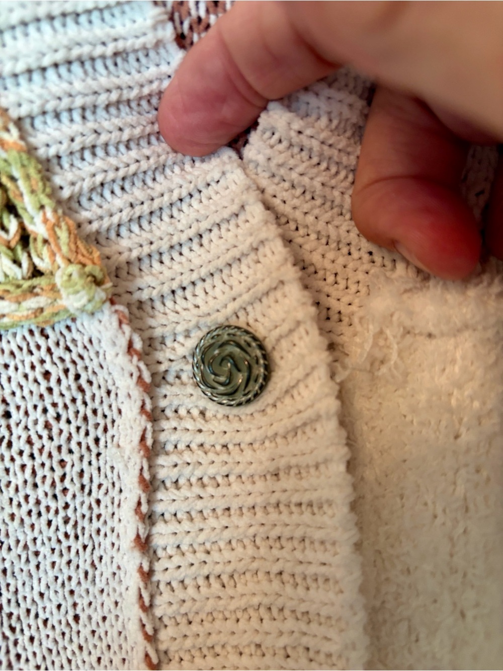 POL Colorblock Knit Hoodie Cardigan - Cream, Brown & Teal - Picture 5 of 7